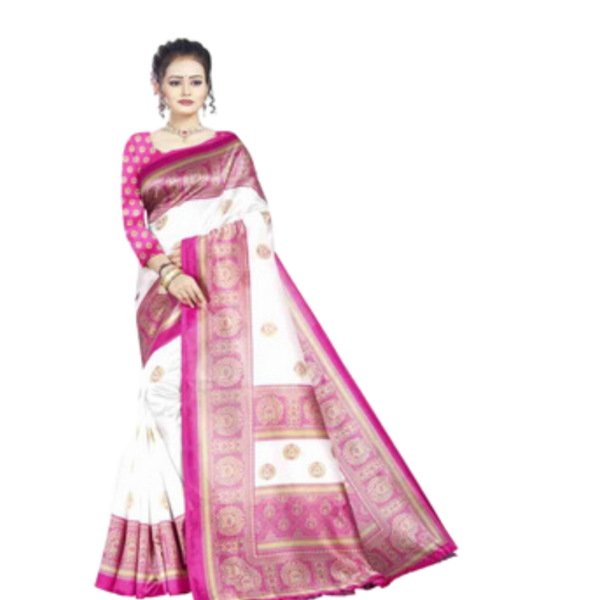 Elegant Printed Art Silk Saree with Matching Blouse Material - Elevate Your Ethnic Wardrobe