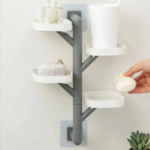 1pc Wall Mounted Soap Holder, Rotating Soap Rack, Multi-layer Soap Tray, Soap Storage Rack For Home Bathroom, Bathroom Accessories