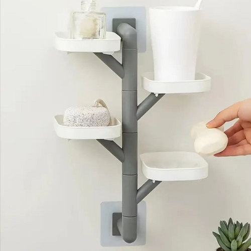 1pc Wall Mounted Soap Holder, Rotating Soap Rack, Multi-layer Soap Tray, Soap Storage Rack For Home Bathroom, Bathroom Accessories